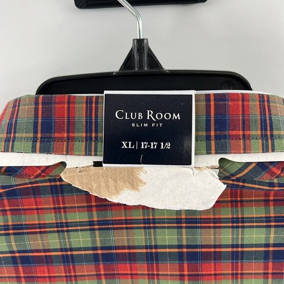 Club Room Men's Slim Fit Long Sleeve Button Front Shirt - Red Plaid - XL - NWT - Picture 4 of 5